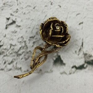Vintage‎ Goldette Rose Brooch Gold Toned Beautiful 2.5"